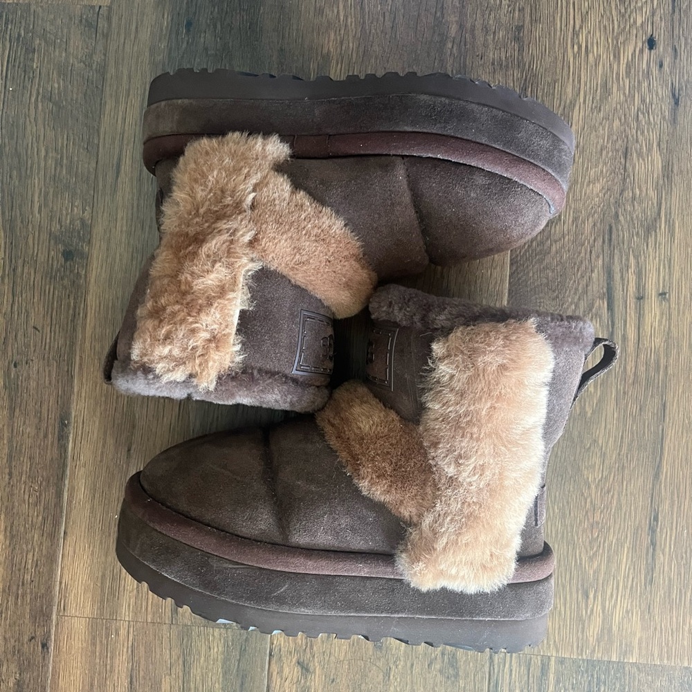 UGG Chocolate Brown Ankle Booties with Shearling